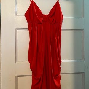 Red dress with draping side